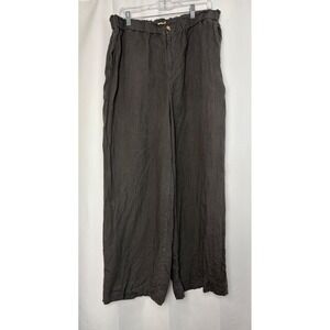 Faherty Brand Womens XL Gray‎ Linen Wide Leg Pants Resort Euro Summer Boho Gorp